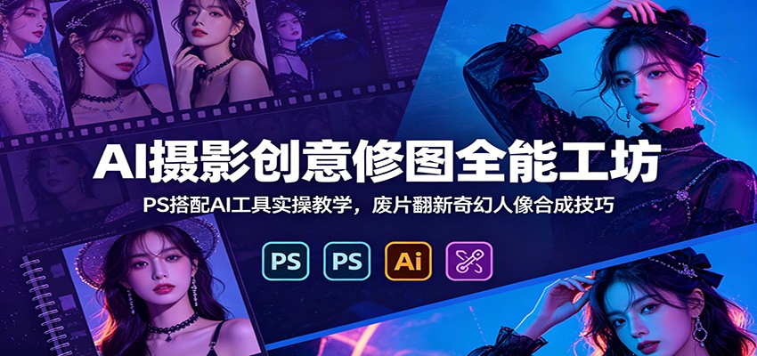 AI摄影创意修图全能工坊：PS搭配AI工具实操教学，废片翻新奇幻人像合成技巧-淘金社:轻创终点站