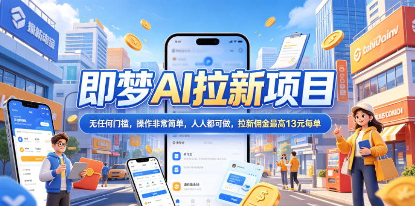 2026年即梦AI拉新项目最新玩法，无任何门槛，操作非常简单，人人都可做，拉新佣金最高13米每单(更新6月30日)-淘金社:轻创终点站