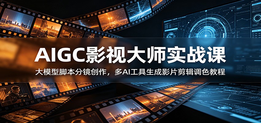 AIGC影视大师实战课：大模型脚本分镜创作，多AI工具生成影片剪辑调色教程-淘金社:轻创终点站