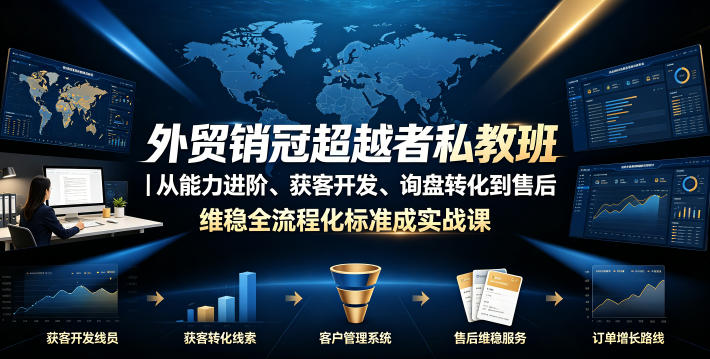 外贸销冠超越者私教班｜从能力进阶、获客开发、询盘转化到售后维稳全流程标准化成交实战课-淘金社:轻创终点站