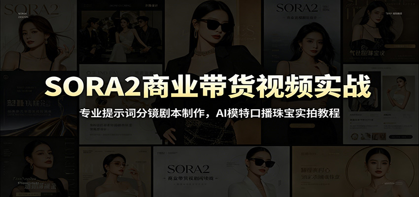 SORA2商业带货视频实战：专业提示词分镜剧本制作，AI模特口播珠宝实拍教程-淘金社:轻创终点站
