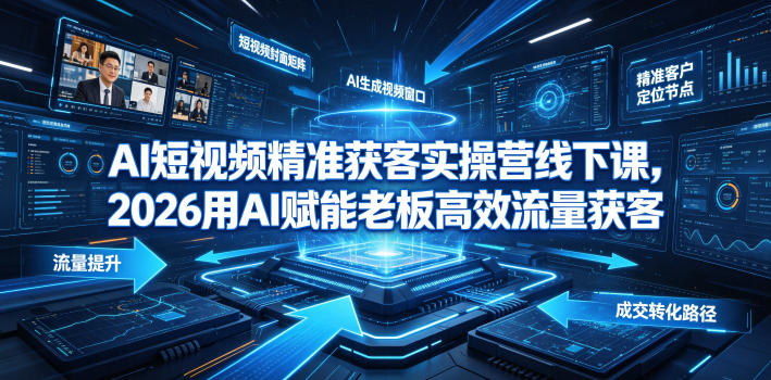 AI短视频精准获客实操营6月10-14号线下课，2026用AI赋能老板高效流量获客-淘金社:轻创终点站