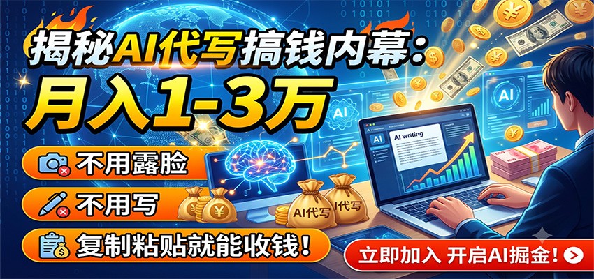 揭秘AI代写搞钱内幕：月入1-3万，不用露脸不用写，复制粘贴就能收钱！-淘金社:轻创终点站