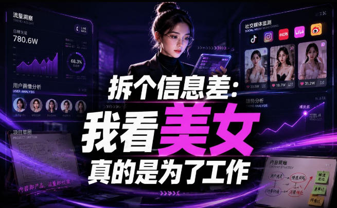 【理直气壮】我给看美女找了一个非常恰当的理由，信息差项目-淘金社:轻创终点站