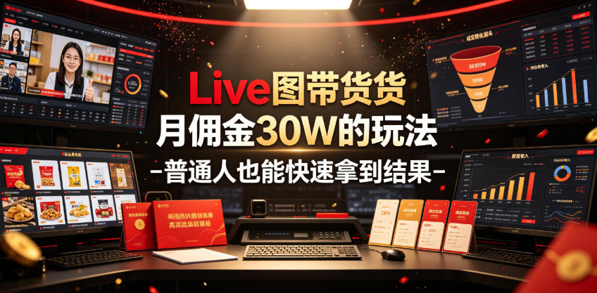 Live图带货月佣金30W的玩法-普通人也能快速拿到结果-淘金社:轻创终点站