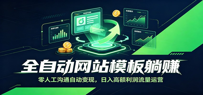 全自动网站模板躺赚：零人工沟通自动变现，日入高额利润流量运营-淘金社:轻创终点站