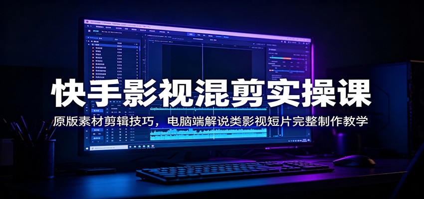 快手影视混剪实操课：原版素材剪辑技巧，电脑端解说类影视短片完整制作教学-淘金社:轻创终点站