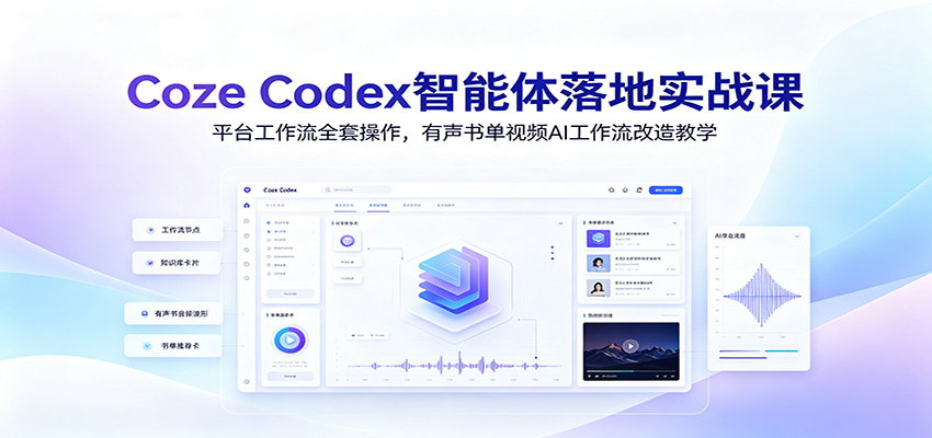 Coze Codex智能体落地实战课：平台工作流全套操作，有声书单视频AI工作流改造教学-淘金社:轻创终点站