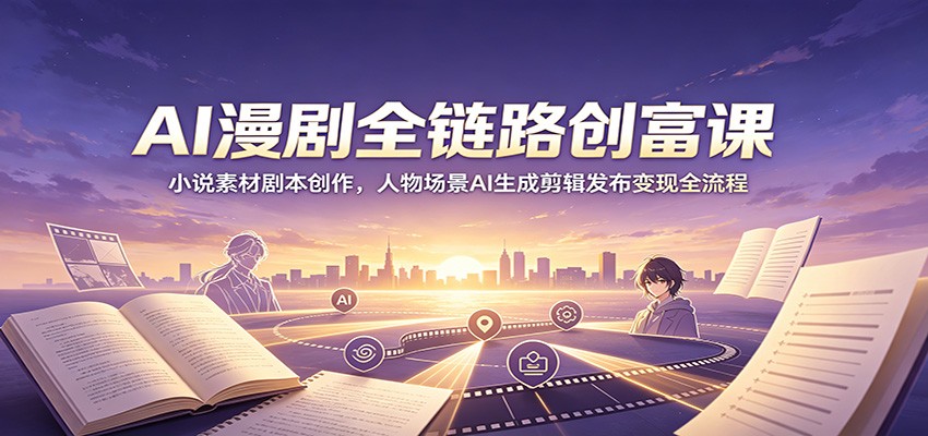 AI漫剧全链路创富课：小说素材剧本创作，人物场景AI生成剪辑发布变现全流程-淘金社:轻创终点站