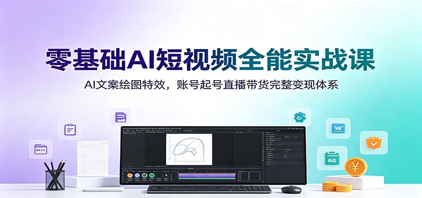 零基础AI短视频全能实战课：AI文案绘图特效，账号起号直播带货完整变现体系-淘金社:轻创终点站