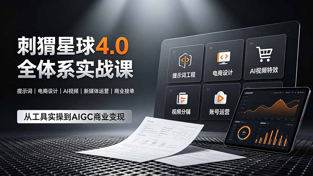 刺猬星球4.0全体系实战课，覆盖提示词工程、电商设计、AI视频特效与新媒体运营，一站式掌握AIGC商业核心技能-淘金社:轻创终点站