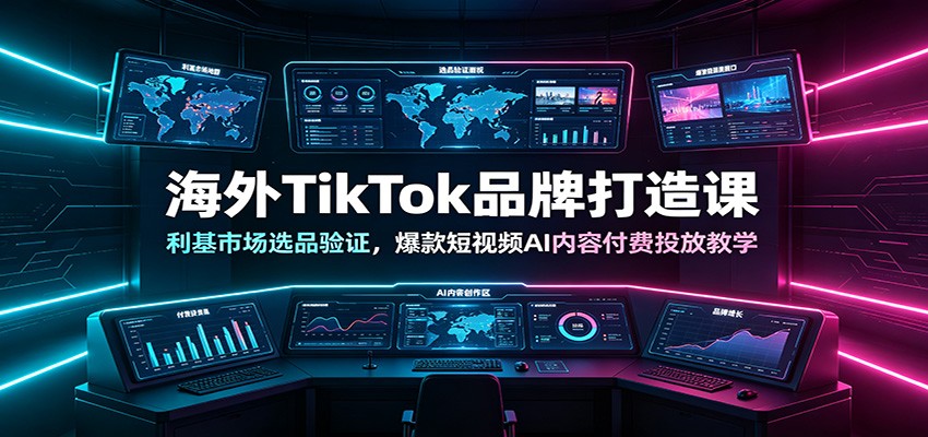 海外TikTok品牌打造课：利基市场选品验证，爆款短视频AI内容付费投放教学-淘金社:轻创终点站
