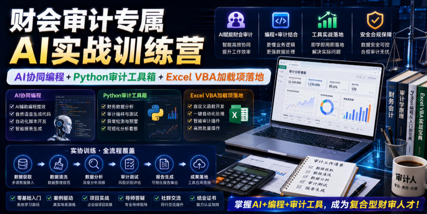 财会审计专属AI实战训练营｜AI协同编程+Python审计工具箱+Excel VBA加载项落地(更新0710)-淘金社:轻创终点站