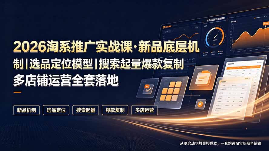 2026淘系推广实战课·新品底层机制|选品定位模型|搜索起量爆款复制多店铺运营全套落地教程-淘金社:轻创终点站