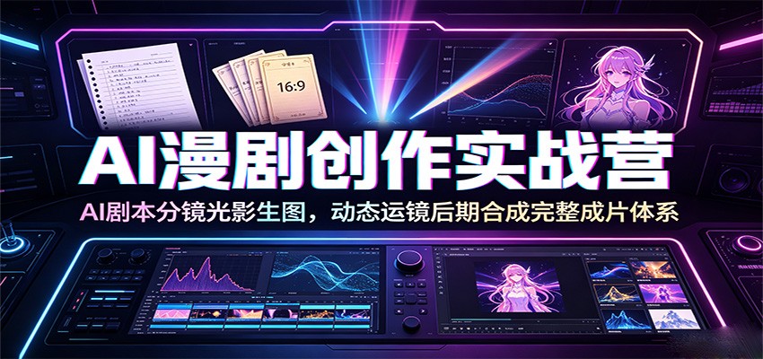 AI漫剧创作实战营：AI剧本分镜光影生图，动态运镜后期合成完整成片体系-淘金社:轻创终点站