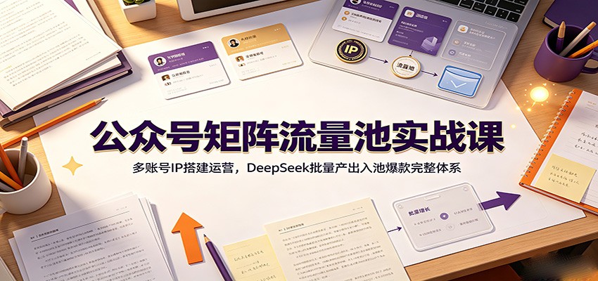公众号矩阵流量池实战课：多账号IP搭建运营，DeepSeek批量产出入池爆款完整体系-淘金社:轻创终点站