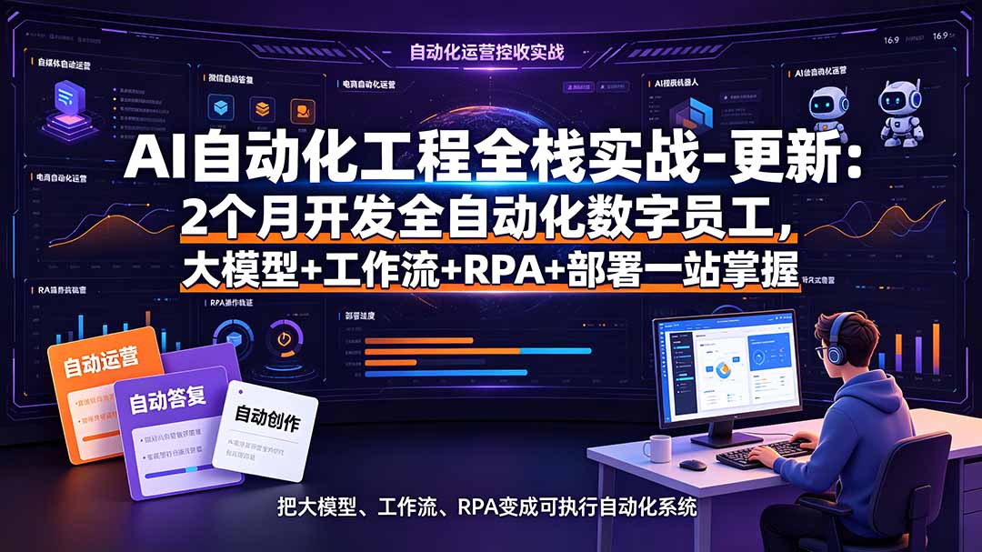AI自动化工程全栈实战-更新:2个月开发全自动化数字员工,大模型+工作流+RPA+部署一站式掌握-淘金社:轻创终点站