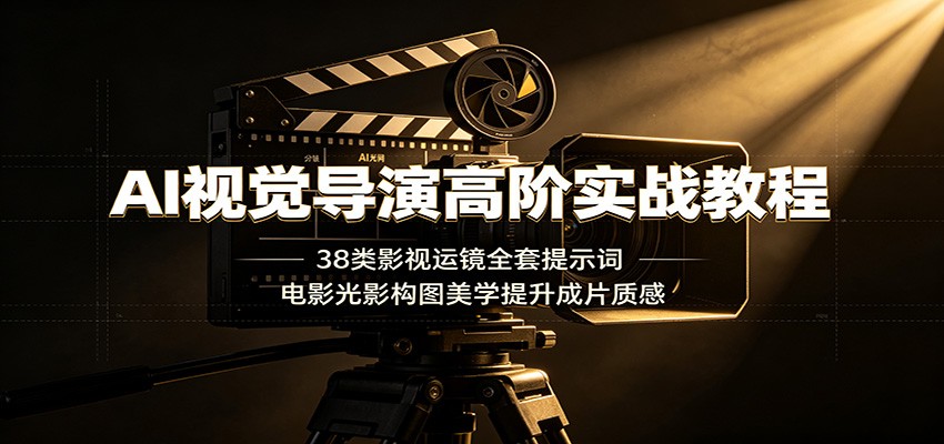 AI视觉导演高阶实战教程：38类影视运镜全套提示词，电影光影构图美学提升成片质感-淘金社:轻创终点站