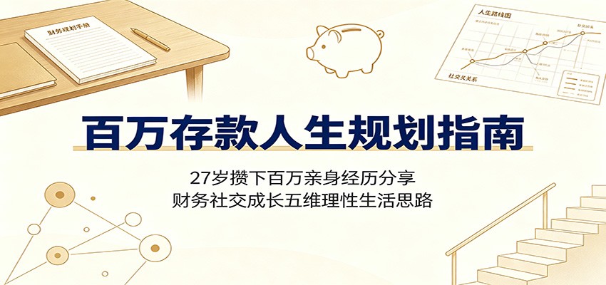 百万存款人生规划指南：27岁攒下百万亲身经历分享，财务社交成长五维理性生活思路-淘金社:轻创终点站