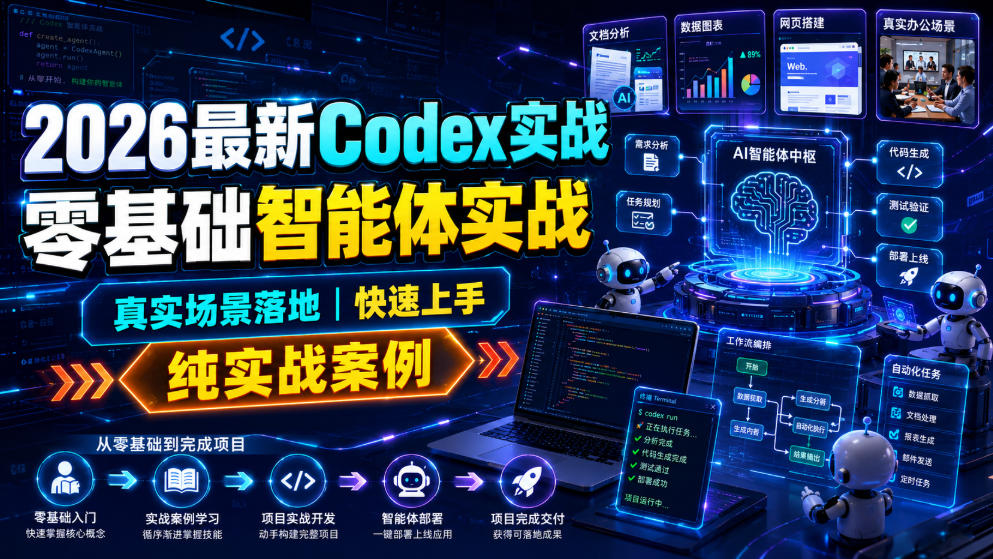 2026最新Codex实战零基础智能体实战，真实场景落地，快速上手，纯实战案例-淘金社:轻创终点站