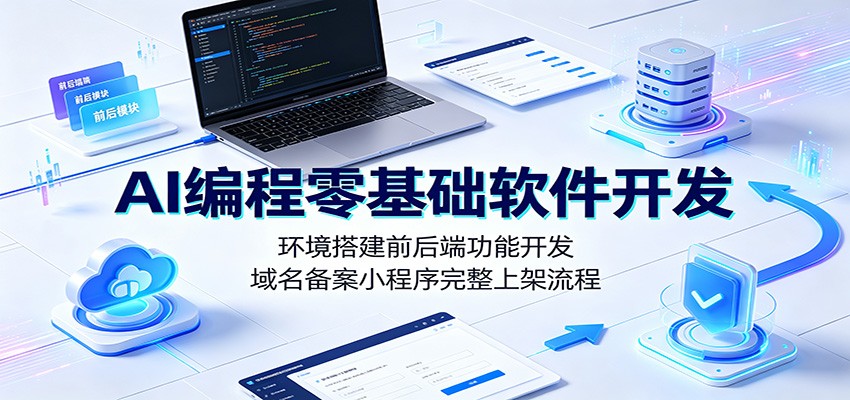 AI编程零基础软件开发：环境搭建前后端功能开发，域名备案小程序完整上架流程-淘金社:轻创终点站