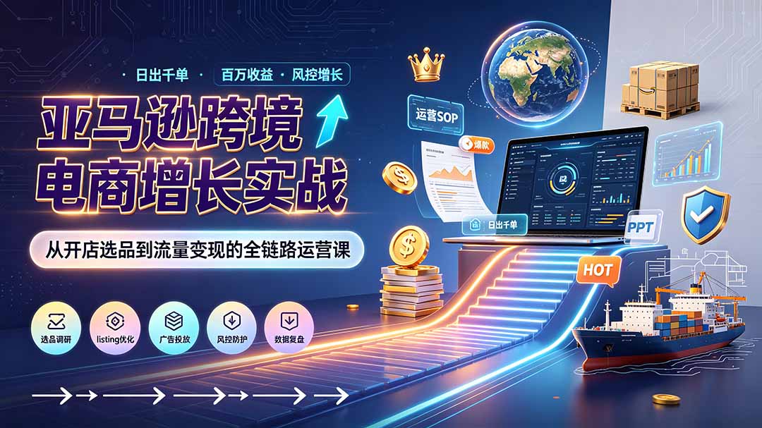 亚马逊0-1孵化特训营8期：从注册风控到稳定日出千单实战，规避审核封店风险，标准化执行流程落地-淘金社:轻创终点站