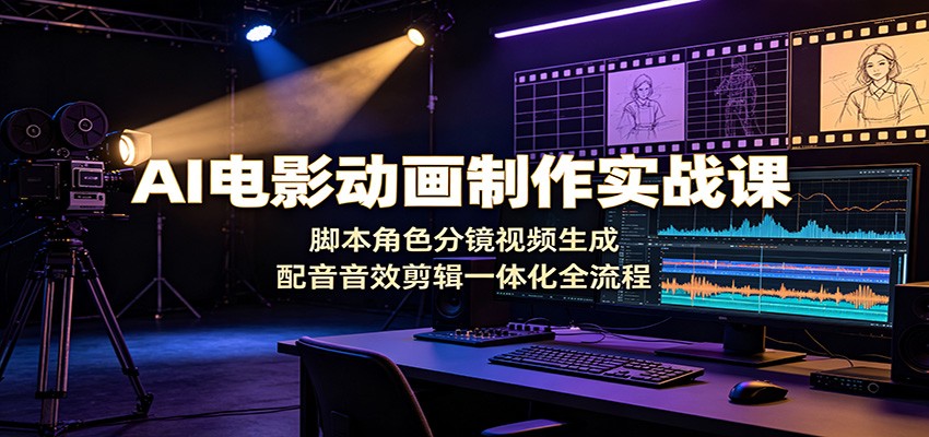 AI电影动画制作实战课：脚本角色分镜视频生成，配音音效剪辑一体化全流程-淘金社:轻创终点站