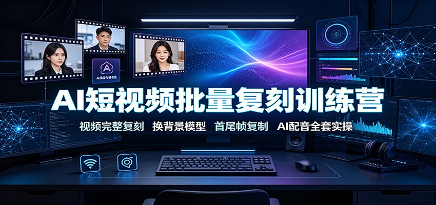 AI短视频批量复刻训练营：视频完整复刻，换背景模型、首尾帧复制、AI配音全套实操-淘金社:轻创终点站