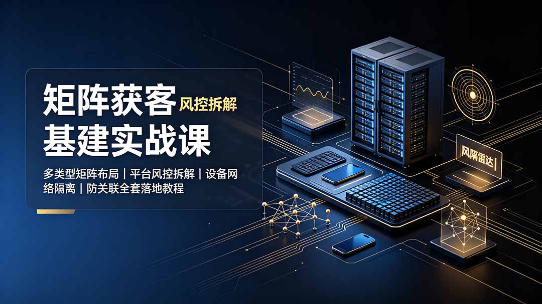 矩阵获客基建实战课：多类型矩阵布局｜平台风控拆解｜设备网络隔离｜防关联全套落地教程-淘金社:轻创终点站