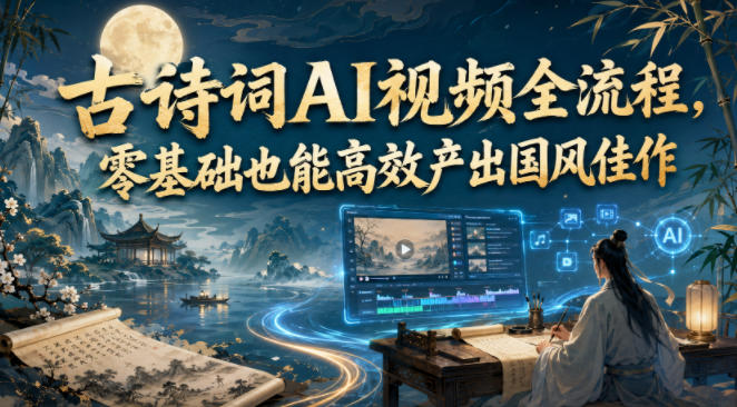 古诗词AI视频全流程，零基础也能高效产出国风佳作-淘金社:轻创终点站