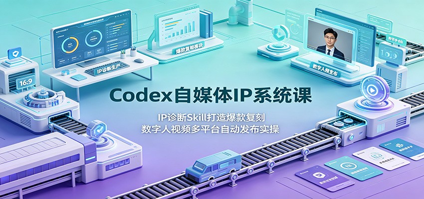 Codex自媒体IP系统课：IP诊断Skill打造爆款复刻，数字人视频多平台自动发布实操-淘金社:轻创终点站