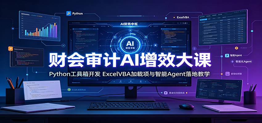 财会审计AI增效大课：Python工具箱开发，ExcelVBA加载项与智能Agent落地教学-淘金社:轻创终点站