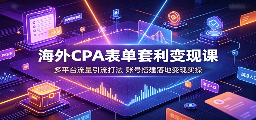 海外CPA表单套利变现课：多平台流量引流打法，账号搭建落地变现实操-淘金社:轻创终点站