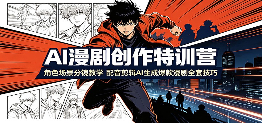 AI漫剧创作特训营:角色场景分镜教学,配音剪辑AI生成爆款漫剧全套技巧-淘金社:轻创终点站