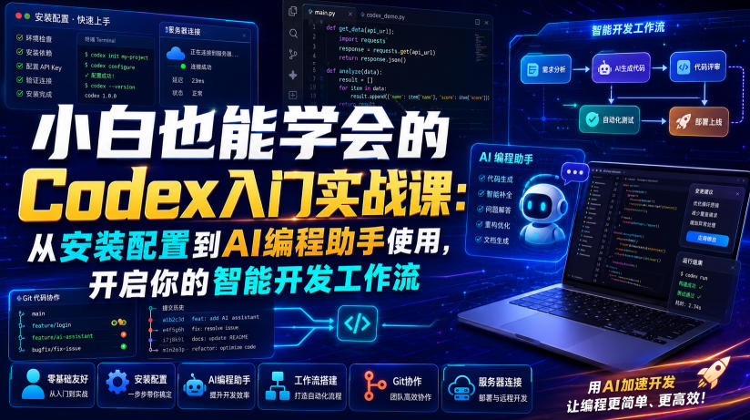 小白也能学会的Codex入门实战课:从安装配置到AI编程助手使用,开启你的智能开发工作流-淘金社:轻创终点站