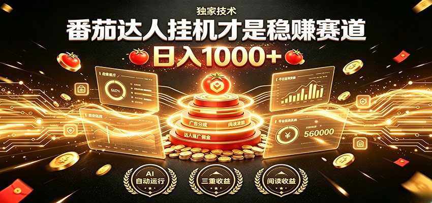 别再瞎找副业！番茄达人挂机才是稳赚赛道 日入1000+-淘金社:轻创终点站