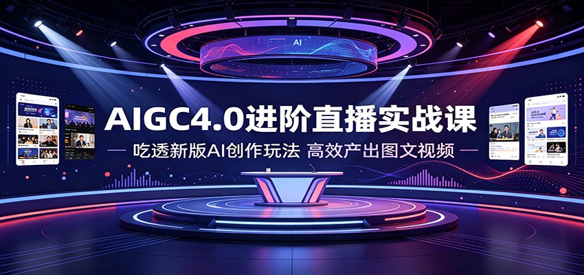 AIGC4.0进阶直播实战课：吃透新版AI创作玩法，高效产出图文视频-淘金社:轻创终点站