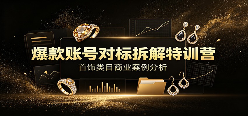 爆款账号对标拆解特训营：首饰类目商业案例分析，配套完整资料内容-淘金社:轻创终点站