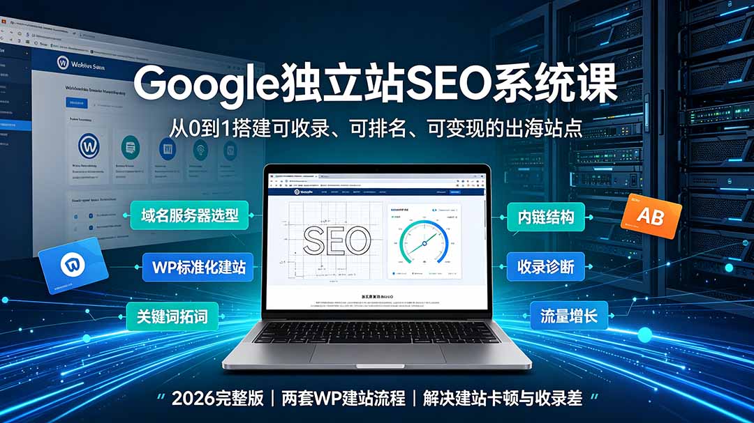 Google独立站SEO-7月系统课:出海基建×WordPress建站×AI内容生产×站内外优化×Search Console×AdSense变现-淘金社:轻创终点站