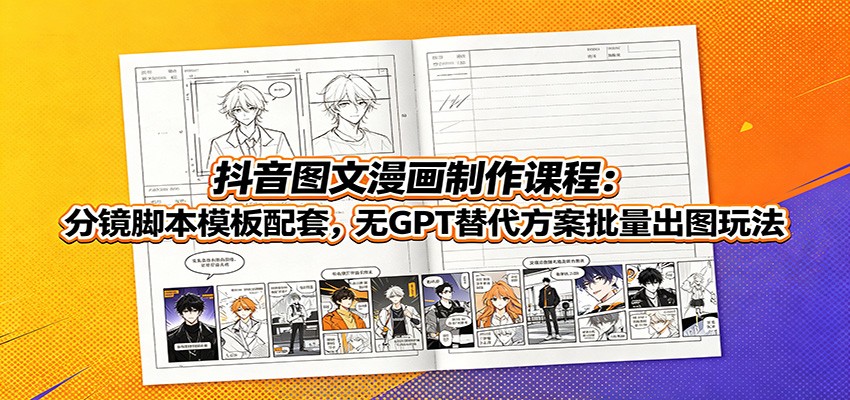 抖音图文漫画制作课程：分镜脚本模板配套，无GPT替代方案批量出图玩法-淘金社:轻创终点站