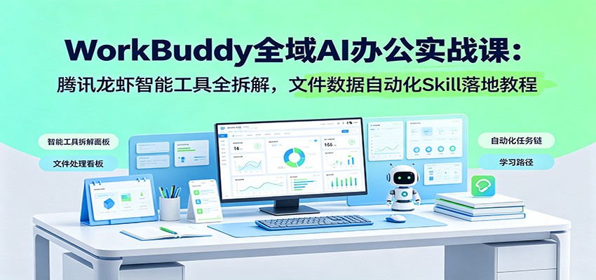 WorkBuddy全域AI办公实战课：腾讯龙虾智能工具全拆解，文件数据自动化Skill落地教程-淘金社:轻创终点站