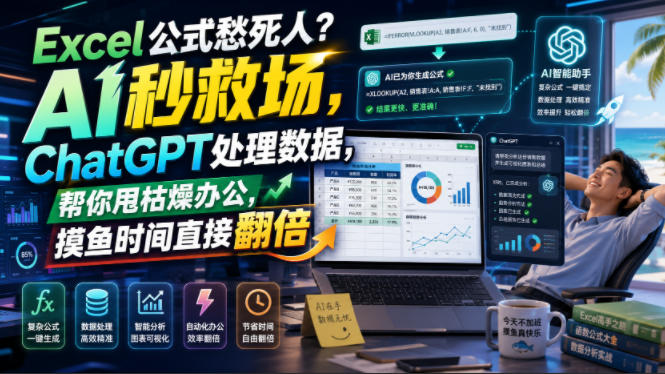 Excel公式愁死人？AI秒救场，ChatGPT处理数据，帮你甩枯燥办公，摸鱼时间直接翻倍【原创双语字幕】-淘金社:轻创终点站