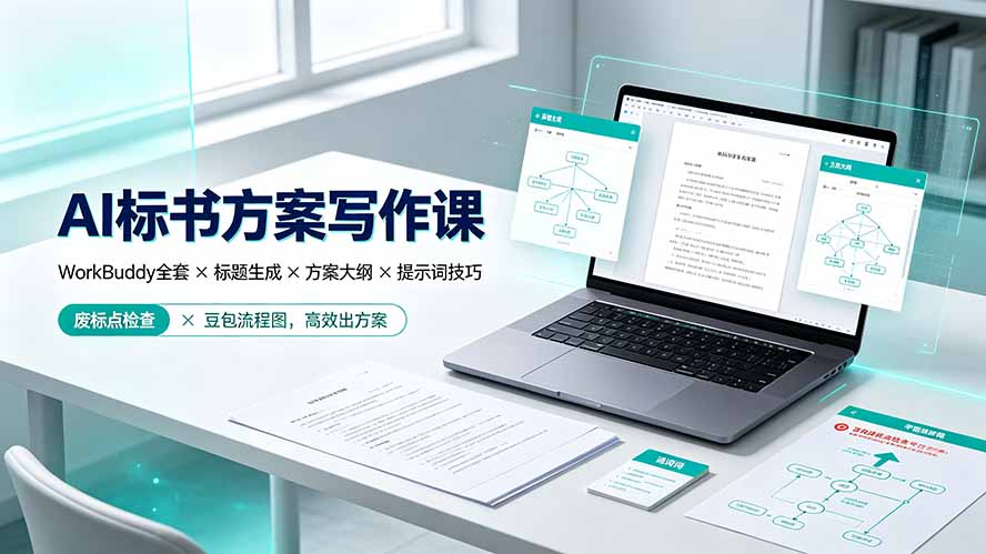AI标书方案写作课：WorkBuddy全套×标题生成×方案大纲×提示词技巧×废标点检查×豆包流程图，高效出方案-淘金社:轻创终点站