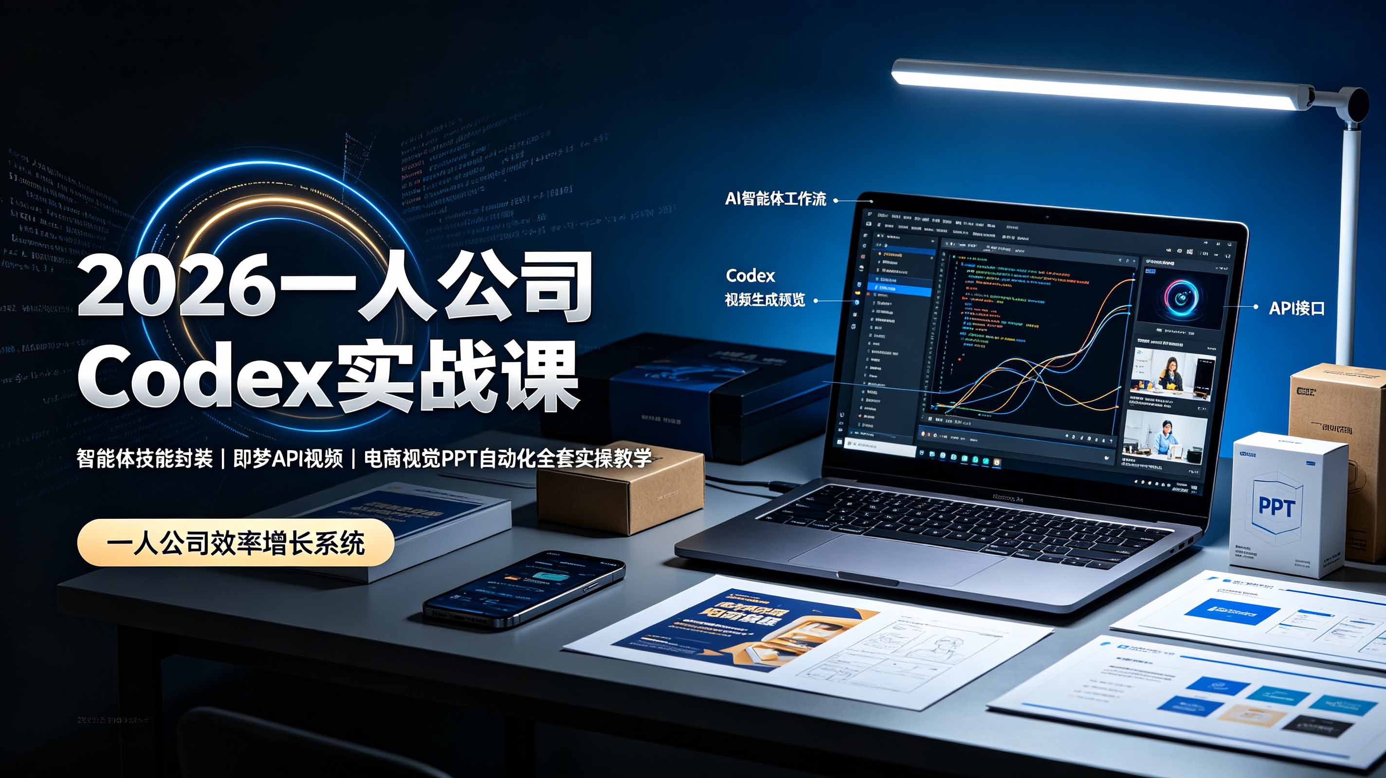 2026一人公司Codex实战课◆智能体技能封装｜即梦API视频｜电商视觉PPT自动化全套实操教学-淘金社:轻创终点站