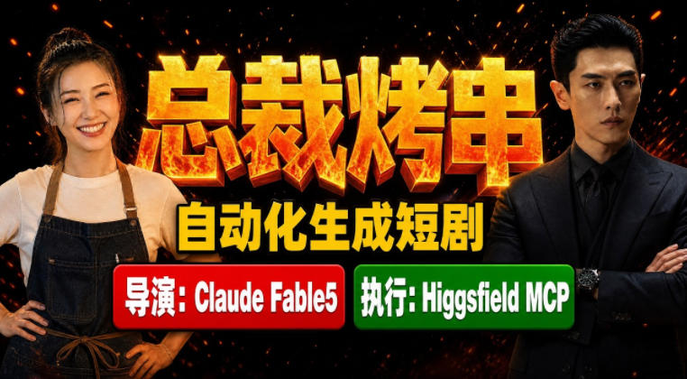Claude Fable5担任导演+Higgsfield MCP落地执行｜《总裁烤串》真人质感短剧全自动AI生成全流程教学-淘金社:轻创终点站