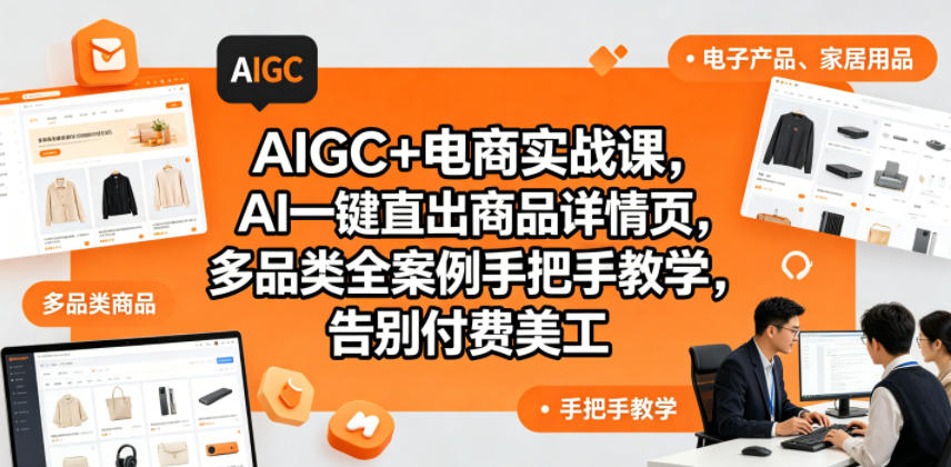 AIGC+电商实战课，AI一键直出商品详情页，多品类全案例手把手教学，告别付费美工(更新0725)-淘金社:轻创终点站