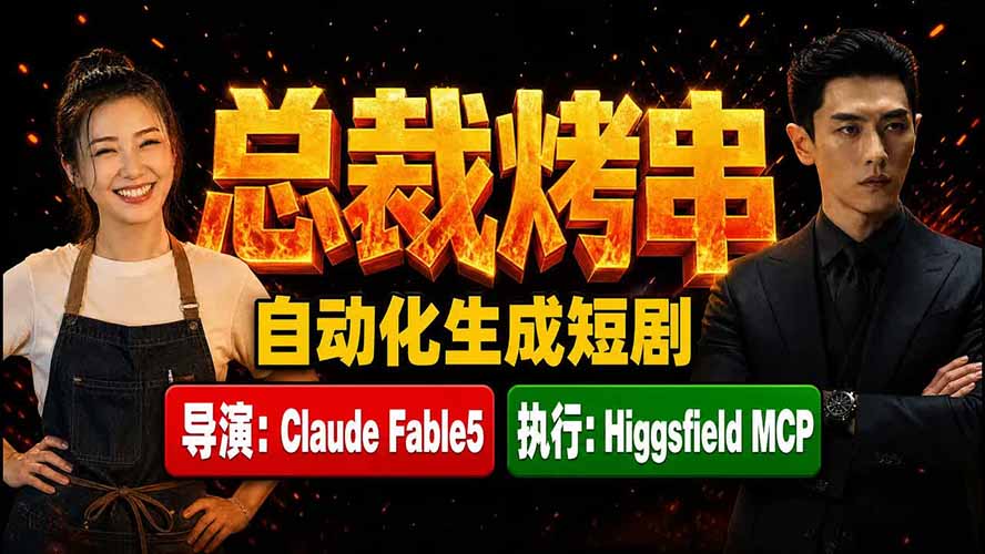 《总裁烤串》真人短剧全自动诞生！Claude Fable5 当导演，Higgsfield MCP 执行！-淘金社:轻创终点站