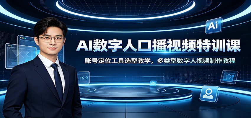 AI数字人口播视频特训课:账号定位工具选型教学,多类型数字人视频制作教程-淘金社:轻创终点站