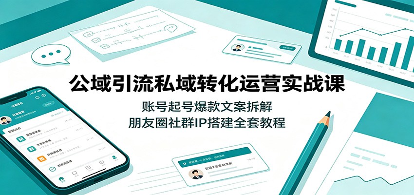 公域引流私域转化运营实战课:账号起号爆款文案拆解,朋友圈社群IP搭建全套教程-淘金社:轻创终点站