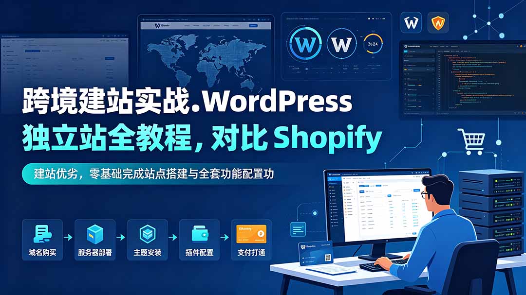 跨境建站实战：WordPress 独立站全教程，对比 Shopify 建站优劣，零基础完成站点搭建与全套功能配置-淘金社:轻创终点站